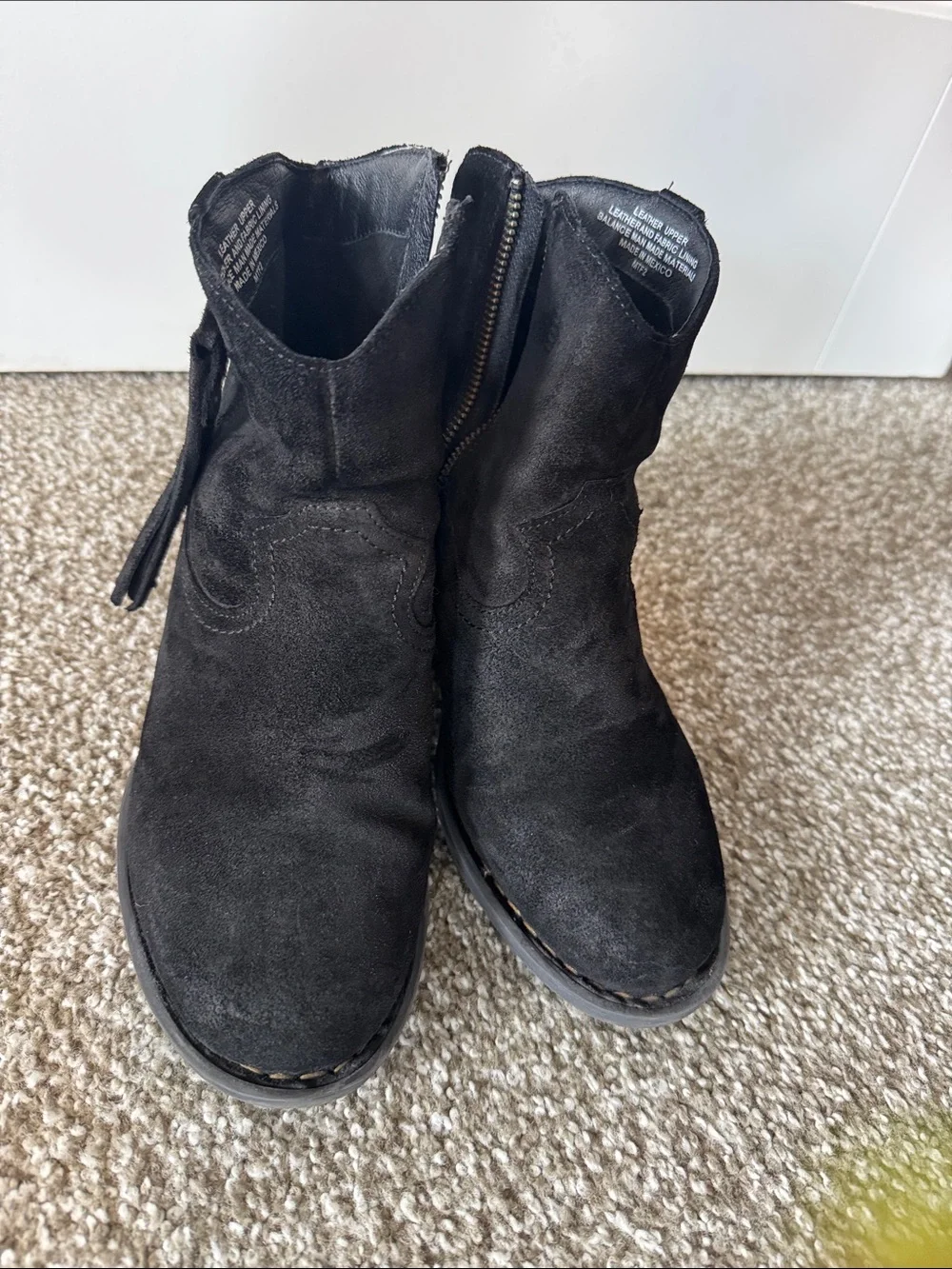 Born Black Suede Tassel Ankle Boots - Women